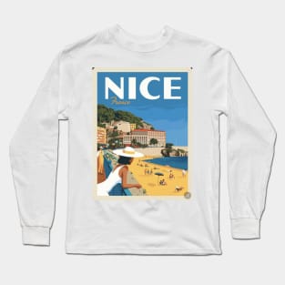 Vintage Travel Art Nice France Long Sleeve T-Shirt